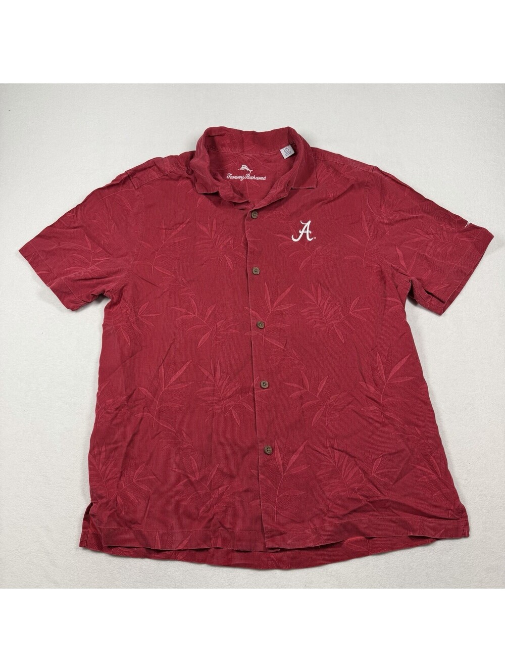 Tommy Bahama Alabama Crimson Tide Floral Silk Button-Up Shirt Red Men's L